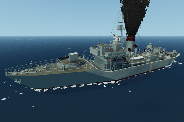 A Flower-class corvette at sea.