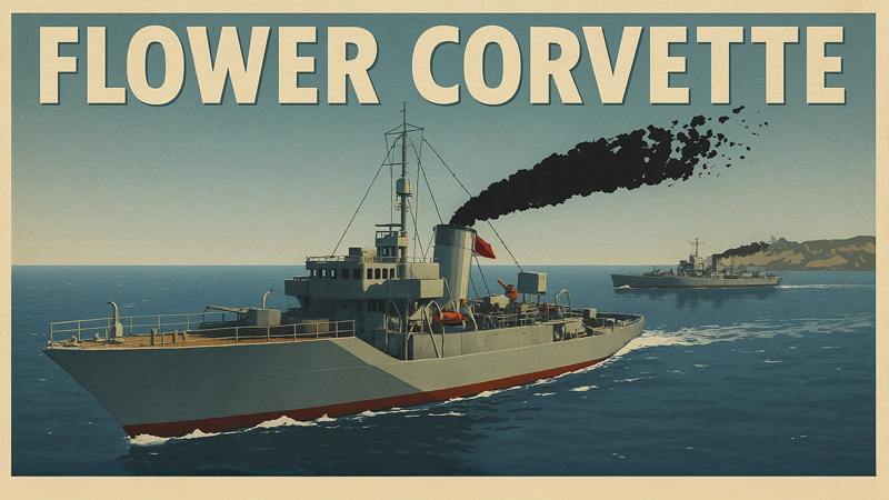 Flower Corvette escort ship in Convoy 1943 addon